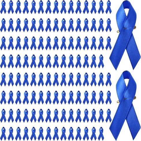 pson 120PCS Satin Awareness Ribbons with Safety Pins, Ribbon for Charity Events, Public Campaigns, and Social Causes(Blue) in Kuwait