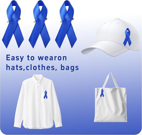 pson 120PCS Satin Awareness Ribbons with Safety Pins, Ribbon for Charity Events, Public Campaigns, and Social Causes(Blue) in Kuwait