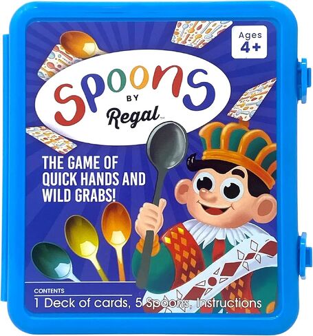 Regal Games Spoons Card Games for Kids - Spoons Game, Deck of Cards, Fun Family Games for Kids and Adults, Playing Cards, Game Night, Travel Games, 3-5 Multi-Player Card Game, Games for Adults in Kuwait