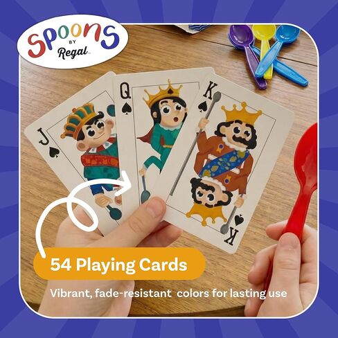 Regal Games Spoons Card Games for Kids - Spoons Game, Deck of Cards, Fun Family Games for Kids and Adults, Playing Cards, Game Night, Travel Games, 3-5 Multi-Player Card Game, Games for Adults in Kuwait