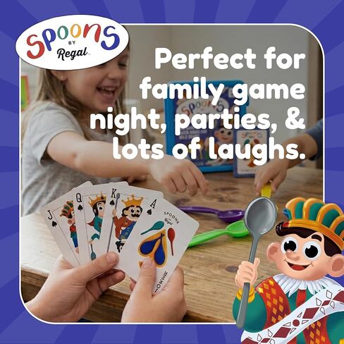 Regal Games Spoons Card Games for Kids - Spoons Game, Deck of Cards, Fun Family Games for Kids and Adults, Playing Cards, Game Night, Travel Games, 3-5 Multi-Player Card Game, Games for Adults in Kuwait