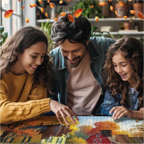 White Mountain 1000 Piece Jigsaw Puzzle Scenic Fall Red Barn Puzzles with Large Pieces Gift for Adults and Family 24"x30" - Autumnal Bliss in Kuwait