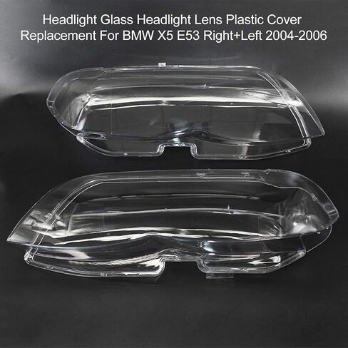 NTBL Headlight Glass Headlight Lens Plastic Cover Replacement for BMW X5 E53 Right+Left 2004-2006 in Saudi Arabia