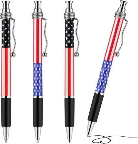 4 Pieces Patriotic Pens American Flag Ballpoint Pens Retractable Juth of 4th Ball Pens 1.0 mm Black Ink Pens For Soldiers Students Nurses Military Party Favors(4) in Saudi Arabia