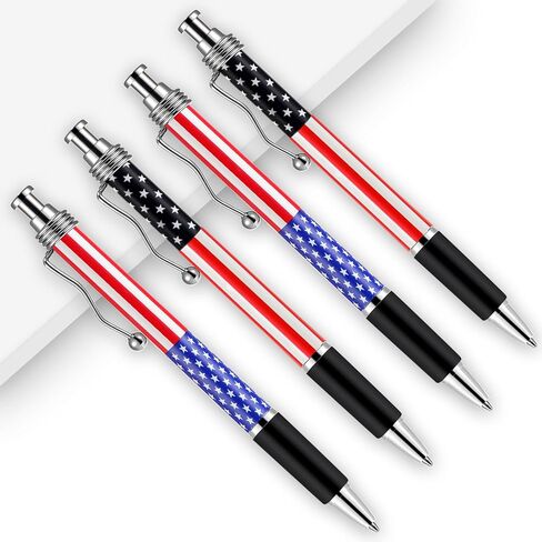 4 Pieces Patriotic Pens American Flag Ballpoint Pens Retractable Juth of 4th Ball Pens 1.0 mm Black Ink Pens For Soldiers Students Nurses Military Party Favors(4) in Saudi Arabia