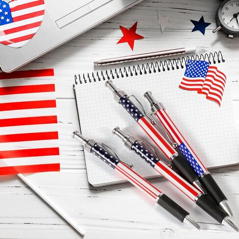 4 Pieces Patriotic Pens American Flag Ballpoint Pens Retractable Juth of 4th Ball Pens 1.0 mm Black Ink Pens For Soldiers Students Nurses Military Party Favors(4) in Saudi Arabia