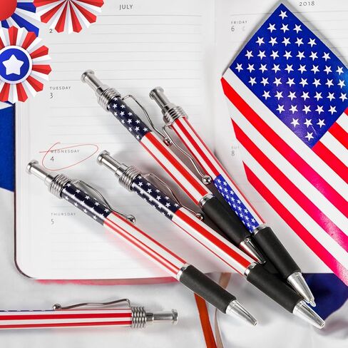 4 Pieces Patriotic Pens American Flag Ballpoint Pens Retractable Juth of 4th Ball Pens 1.0 mm Black Ink Pens For Soldiers Students Nurses Military Party Favors(4) in Saudi Arabia