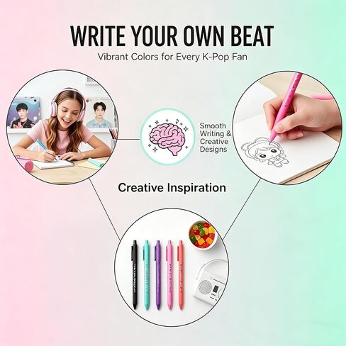 24 Pcs Kpop Party Favors Bulk K-pop Gel Pens Bulk for Women Girls Fans Kpop Birthday Party Supplies Decoration Music Friendship Gifts K-pop Themed Gifts in Saudi Arabia