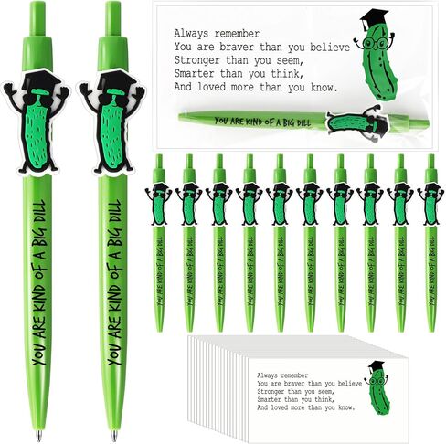 Sayglossy 20 Sets Graduation Pickle Pens 2026 You Are Kind of a Big Dill Inspirational Emotional Support Pen Positive Encouragement Affirmation Gifts for Preschool Junior School College Students in Kuwait
