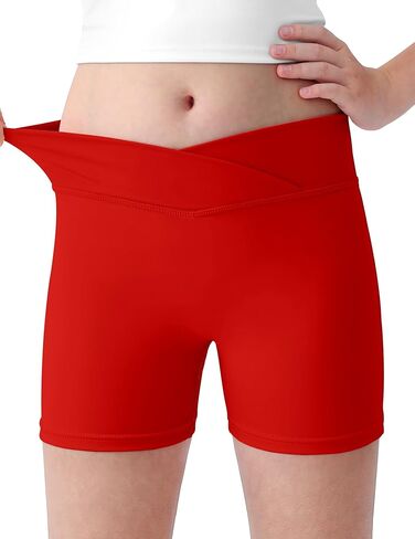 Girls Athletic Shorts V Cross High Waisted Biker Shorts Youth Kids Toddler Gymnastics Dance Volleyball Workout Size 5-16Y in Saudi Arabia