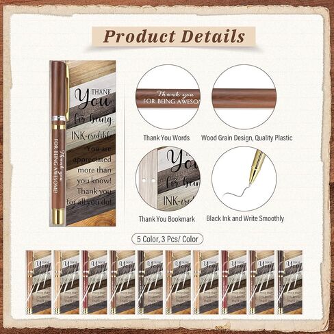 Spakon 45 Pcs 15 Sets Father's Day Bulk Gifts Thank You Fathers Day Pens Retro Inspirational Ballpoint Pens with Motivational Cards Birthday Gifts for Men Dad Boss Employee Office Graduation(Awesome) in Kuwait