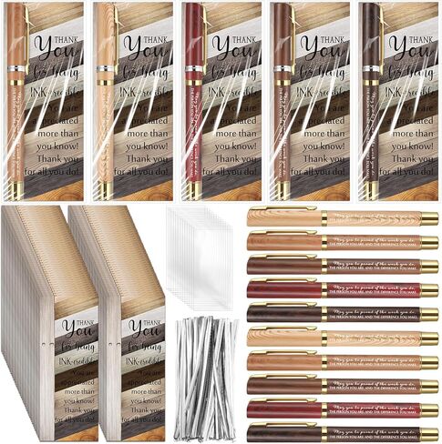 Spakon 45 Pcs 15 Sets Father's Day Bulk Gifts Thank You Fathers Day Pens Retro Inspirational Ballpoint Pens with Motivational Cards Birthday Gifts for Men Dad Boss Employee Office Graduation(Awesome) in Kuwait