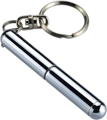 Silvery Retractable Mini Pen - Stainless Steel Keychain Pen, Ballpoint Pens, Gift for Birthday, Christmas in Kuwait