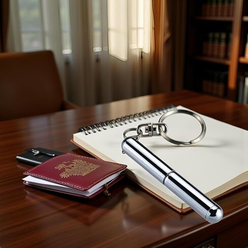 Silvery Retractable Mini Pen - Stainless Steel Keychain Pen, Ballpoint Pens, Gift for Birthday, Christmas in Kuwait
