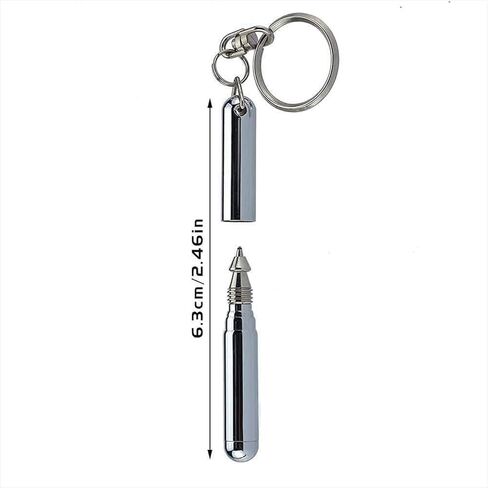 Silvery Retractable Mini Pen - Stainless Steel Keychain Pen, Ballpoint Pens, Gift for Birthday, Christmas in Kuwait