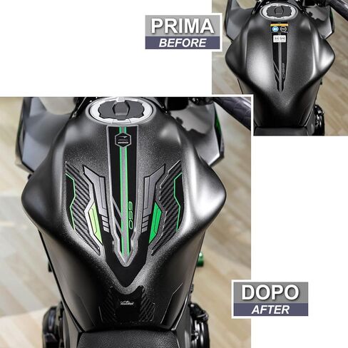ملصقات للدراجات النارية من الراتنج متوافقة مع Kawasaki Z650 2024-2025. حماية الخزان من الصدمات والخدوش ملصقات من الراتنج بتأثير ثلاثي الأبعاد صناعة إيطالية in Kuwait