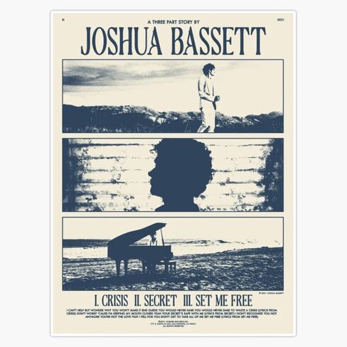 Joshua Bassett Crisis Secret Set Me Free Poster Window Water Bottle Bumper Sticker Decal 5" in Kuwait