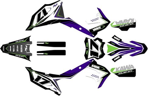 مجموعة رسومات لـ Kawasaki KX450 2019-2023 وKX250 2021-2024 Stellar Series Green 9 Mil - Easy Go - ملصق دراجة نارية Dirt Pit Bike، ملصق سباق Dirtbike Motocross بدون بلاستيك in Kuwait