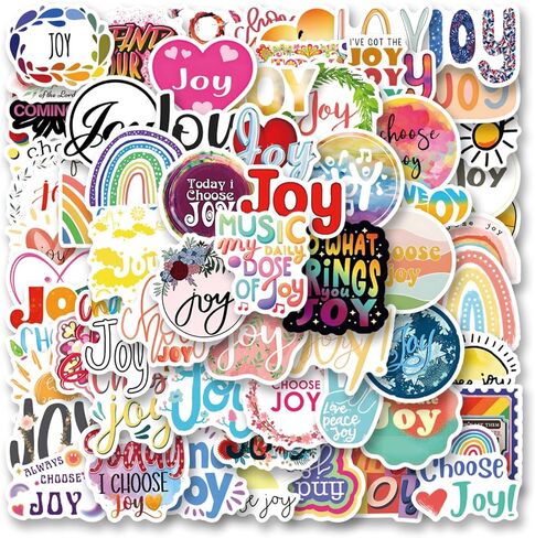67pcs Joy Stickers Pack, Aesthetic Cute Vinyl Waterproof Decals for Water Bottle,Laptop,Phone,Skateboard,Scrapbooking,Bumper for Birthday Party Supply Decor in Kuwait