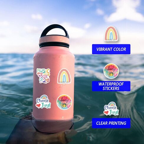 67pcs Joy Stickers Pack, Aesthetic Cute Vinyl Waterproof Decals for Water Bottle,Laptop,Phone,Skateboard,Scrapbooking,Bumper for Birthday Party Supply Decor in Kuwait