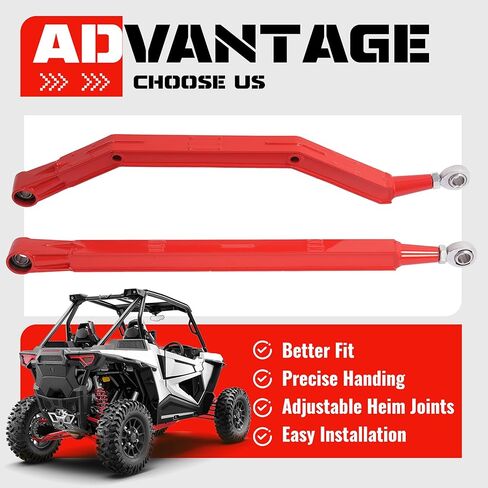 أذرع/قضبان نصف قطرها خلفية عالية الخلوص متوافقة مع 2014-2024 2025 Polaris RZR XP 1000/XP 4 1000 مع مفاصل هيم قابلة للتعديل شديدة التحمل من الفولاذ الأحمر in Kuwait