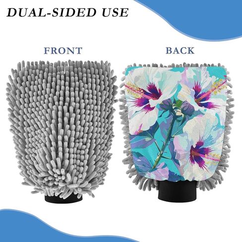 Sweet Mint Green Flowers Microfiber Car Wash Mitt Non Scratch Wash Mitts for Cars Car Washing Drying in Saudi Arabia