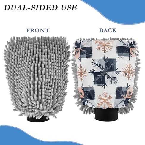 Navy Blue and Rose Gold Cod Buffalo Plaid Snowflakes Car Wash Mitts Microfiber Scratch Free Washing Gloves for Cars Car Wash Drying in Saudi Arabia
