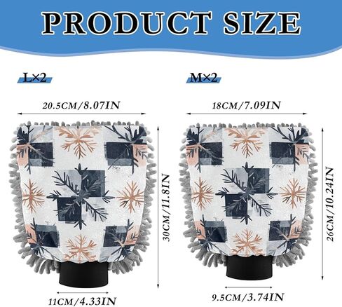 Navy Blue and Rose Gold Cod Buffalo Plaid Snowflakes Car Wash Mitts Microfiber Scratch Free Washing Gloves for Cars Car Wash Drying in Saudi Arabia