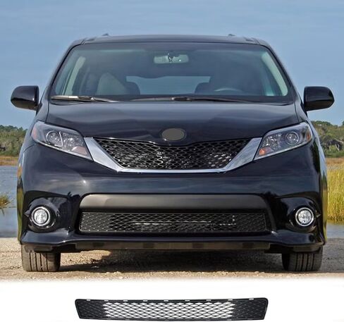 Front Bumper Lower Grille Fit For 2011 2012 2013 2014 2015 2016 2017 Toyota Sienna SE,Factory Style,Black in Saudi Arabia
