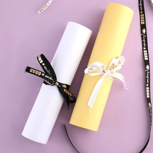 2 Rolls 50 Yards Graduation Ribbon, 3/8in Wide Congrats Grad Ribbon of Class of 2026 White Black Decorative Graduation Accessories for Gift Wrapping Party Decorations DIY Crafts in Kuwait