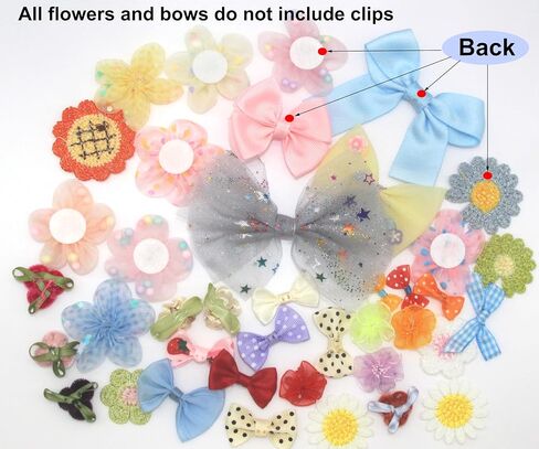 100 Pcs Satin & Organza Ribbon Bows Flower, Lace Patches Bead Appliques for Crafts, Sewing, Hair Bows, Headbands, Wedding Christmas Party Gift Decoration (Mixed) in Saudi Arabia