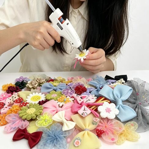 100 Pcs Satin & Organza Ribbon Bows Flower, Lace Patches Bead Appliques for Crafts, Sewing, Hair Bows, Headbands, Wedding Christmas Party Gift Decoration (Mixed) in Saudi Arabia