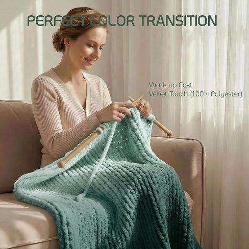 Chunky Gradient Yarn for Beginners - 2 Pack Giant Ombre Hand Knitting Yarn, Soft Crocheting Yarn (Total 1kg/35.2oz 170yds) (Forest Green (0.6" Thick)) in Saudi Arabia