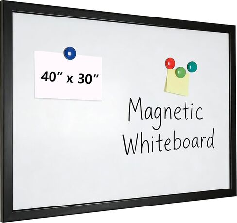 Magnetic White Board, 40 x 30 Inch Dry Erase Board for Wall, Hanging Whiteboard Magnetic Bulletin Boards with Black Wood Framed for Home School Office in Kuwait