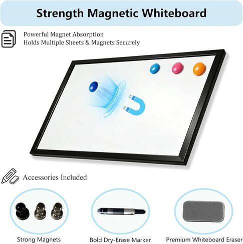 Magnetic White Board, 40 x 30 Inch Dry Erase Board for Wall, Hanging Whiteboard Magnetic Bulletin Boards with Black Wood Framed for Home School Office in Kuwait
