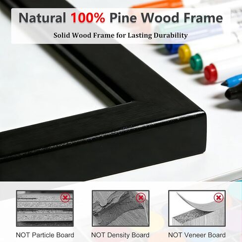 Magnetic White Board, 40 x 30 Inch Dry Erase Board for Wall, Hanging Whiteboard Magnetic Bulletin Boards with Black Wood Framed for Home School Office in Kuwait