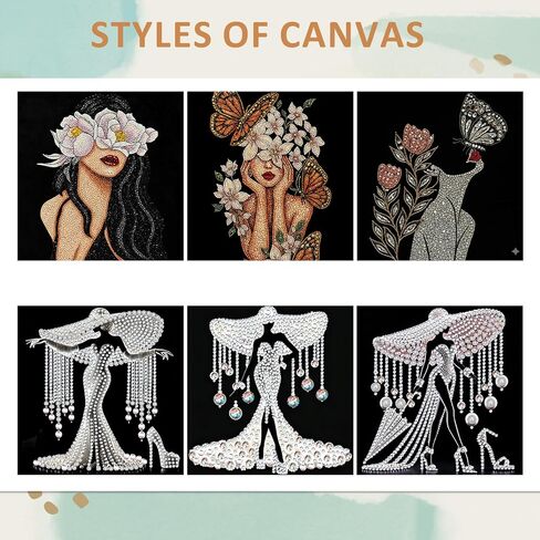 Jaloro 6 Pack 8 x 8 Inch 5d Crystal Diamond Painting Kits for Adults, Elegant Woman Butterfly Flower Diamond Art Kits, DIY Rhinestone Picture Sets for Beginner Artist Home Wall Decor Gifts, No Frame in Saudi Arabia