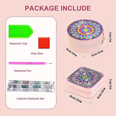 DDGYP 2 Pcs Portable Diamond Painting Jewelry Box, Travel Jewelry Organizer Multi-Compartment PU Leather DIY Craft Kit for Women Teens, Creative Diamond Art Storage Case in Kuwait