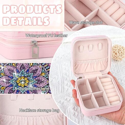 DDGYP 2 Pcs Portable Diamond Painting Jewelry Box, Travel Jewelry Organizer Multi-Compartment PU Leather DIY Craft Kit for Women Teens, Creative Diamond Art Storage Case in Kuwait
