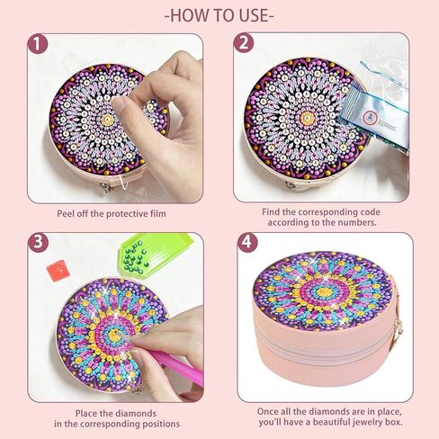 DDGYP 2 Pcs Portable Diamond Painting Jewelry Box, Travel Jewelry Organizer Multi-Compartment PU Leather DIY Craft Kit for Women Teens, Creative Diamond Art Storage Case in Kuwait