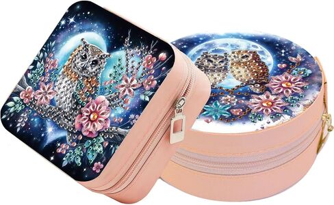 DDGYP 2 Pcs Portable Diamond Painting Jewelry Box, Travel Jewelry Organizer Multi-Compartment PU Leather DIY Craft Kit for Women Teens, Creative Diamond Art Storage Case in Kuwait