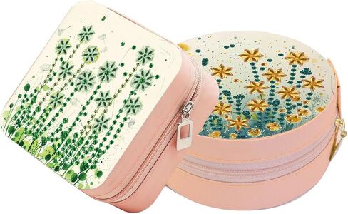DDGYP 2 Pcs Portable Diamond Painting Jewelry Box, Travel Jewelry Organizer Multi-Compartment PU Leather DIY Craft Kit for Women Teens, Creative Diamond Art Storage Case in Kuwait