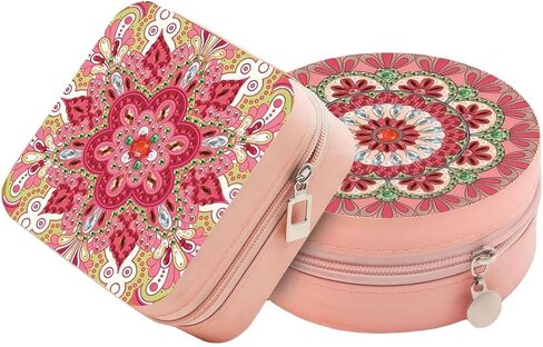 DDGYP 2 Pcs Portable Diamond Painting Jewelry Box, Travel Jewelry Organizer Multi-Compartment PU Leather DIY Craft Kit for Women Teens, Creative Diamond Art Storage Case in Kuwait