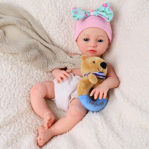 BABESIDE 16 Inch Full Body Silicone Reborn Baby Dolls, Anatomically Correct Realistic Awake Newborn Baby Doll, Lifelike Real Life Baby Doll with Feeding Kit & Gift Box for Kids Ages 3+ in Kuwait
