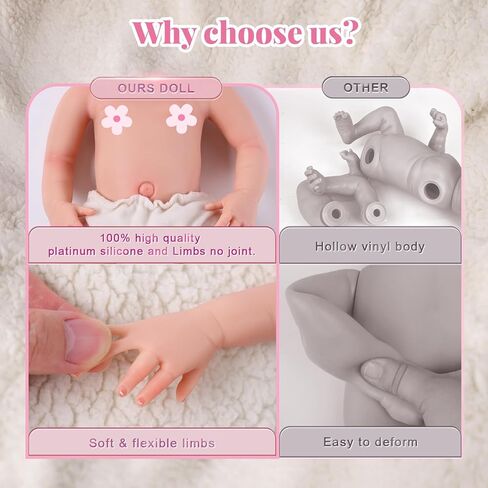 BABESIDE 16 Inch Full Body Silicone Reborn Baby Dolls, Anatomically Correct Realistic Awake Newborn Baby Doll, Lifelike Real Life Baby Doll with Feeding Kit & Gift Box for Kids Ages 3+ in Kuwait