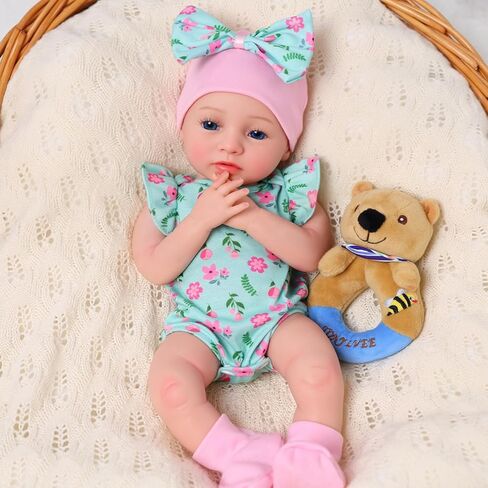 BABESIDE 16 Inch Full Body Silicone Reborn Baby Dolls, Anatomically Correct Realistic Awake Newborn Baby Doll, Lifelike Real Life Baby Doll with Feeding Kit & Gift Box for Kids Ages 3+ in Kuwait