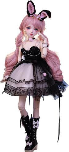 Hand-Painted BJD Doll 1/3,22.8 inches(56cm) Tall,Bunny Woman Style,Princess Doll,PVC Body with 31 Movable Joints,for Ages 15+ and Older,Desk and Wall Decorations (Handmade Makeup Plus) in Kuwait