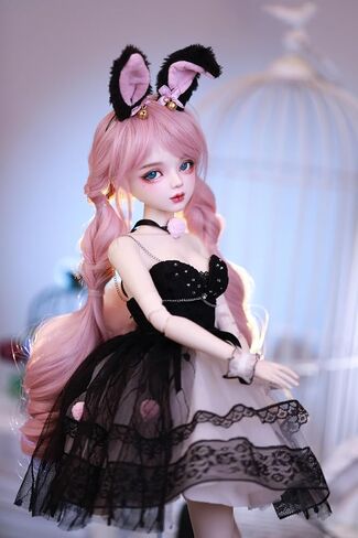 Hand-Painted BJD Doll 1/3,22.8 inches(56cm) Tall,Bunny Woman Style,Princess Doll,PVC Body with 31 Movable Joints,for Ages 15+ and Older,Desk and Wall Decorations (Handmade Makeup Plus) in Kuwait