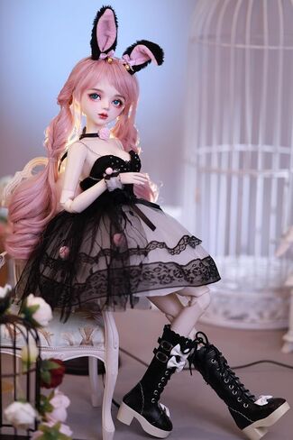 Hand-Painted BJD Doll 1/3,22.8 inches(56cm) Tall,Bunny Woman Style,Princess Doll,PVC Body with 31 Movable Joints,for Ages 15+ and Older,Desk and Wall Decorations (Handmade Makeup Plus) in Kuwait