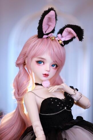 Hand-Painted BJD Doll 1/3,22.8 inches(56cm) Tall,Bunny Woman Style,Princess Doll,PVC Body with 31 Movable Joints,for Ages 15+ and Older,Desk and Wall Decorations (Handmade Makeup Plus) in Kuwait